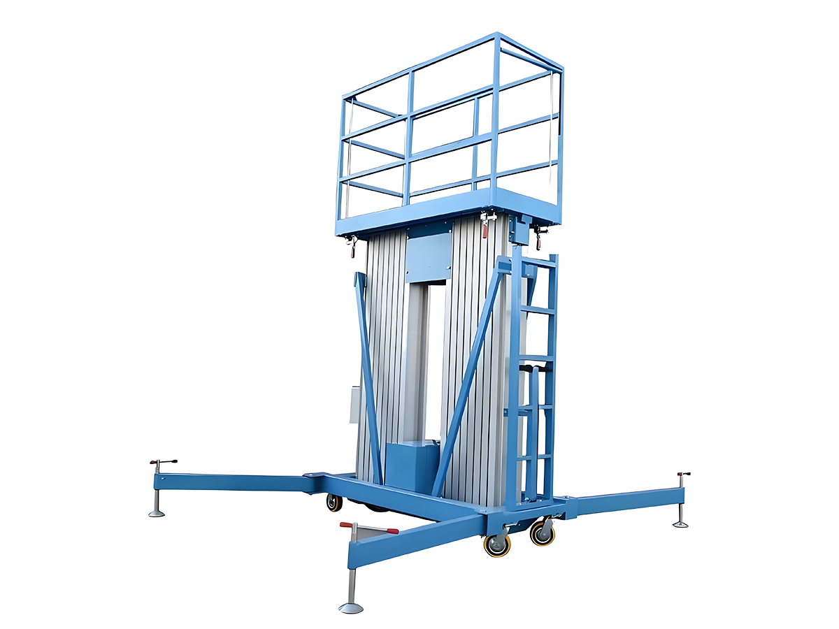 Double column aluminum alloy lift electric aerial engineering work ladder