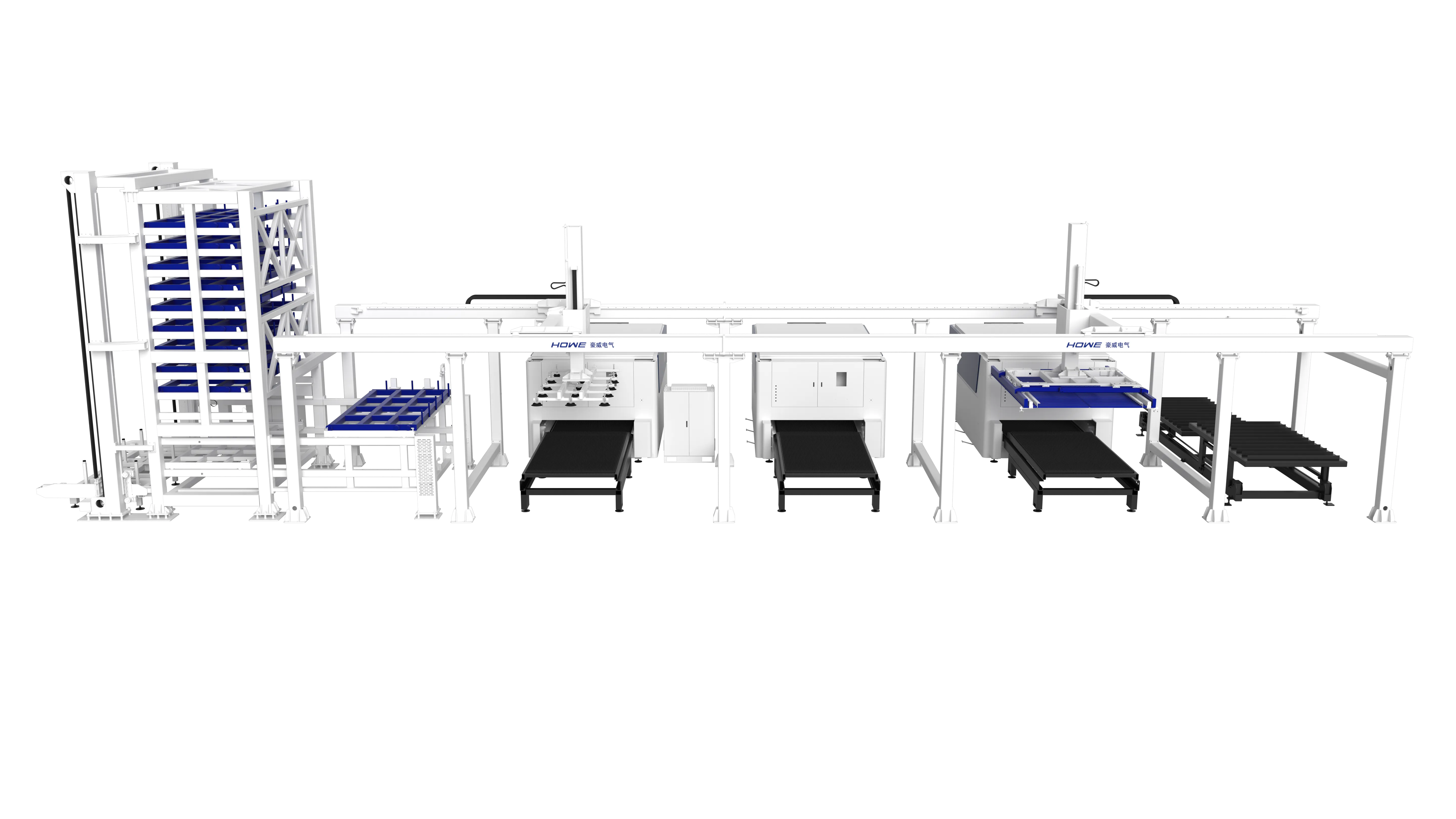 Fully automatic one to three loading and unloading+three-dimensional storage material warehouse for sheet metal.