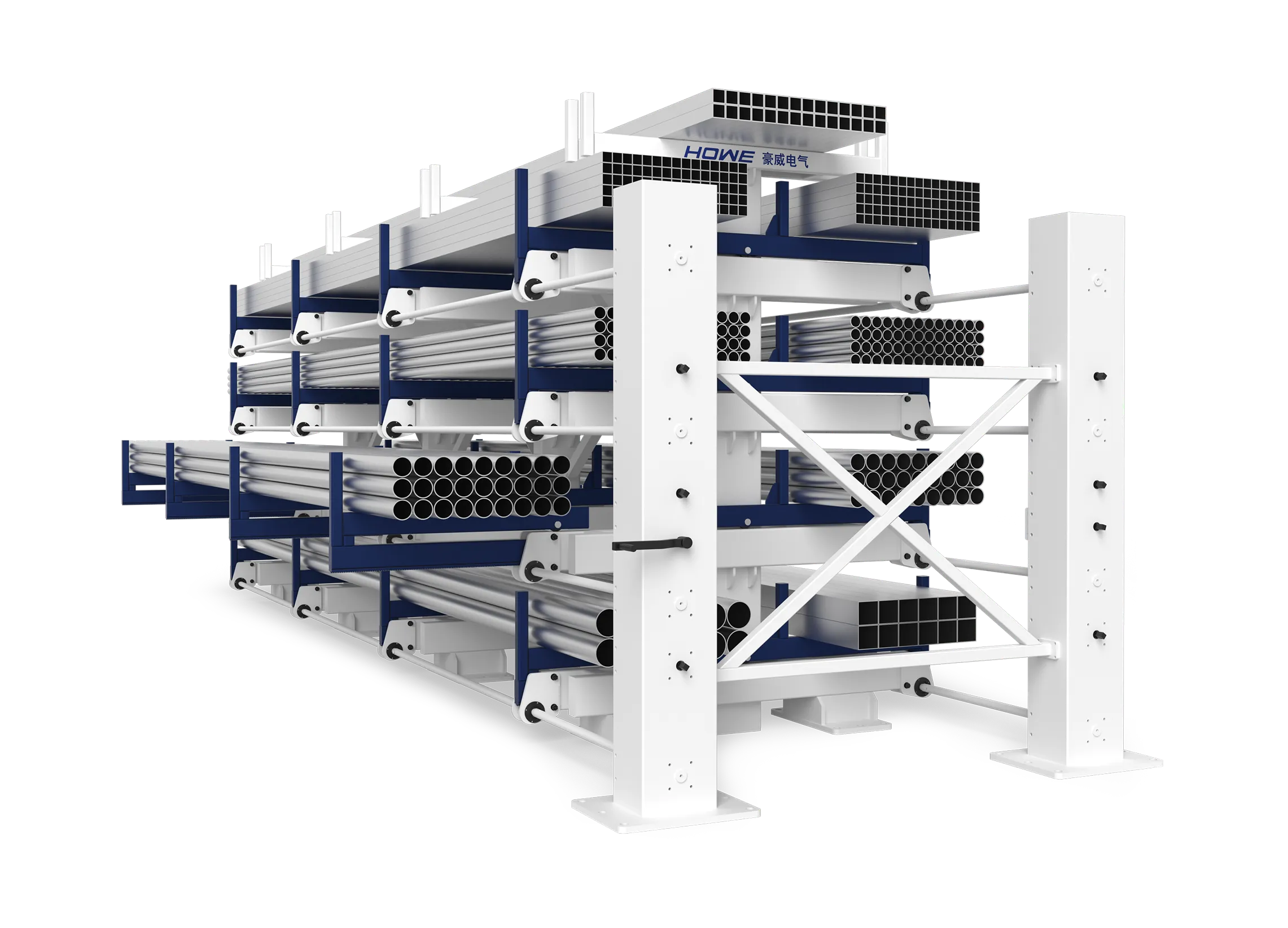 Hand-cranked telescopic cantilever rack